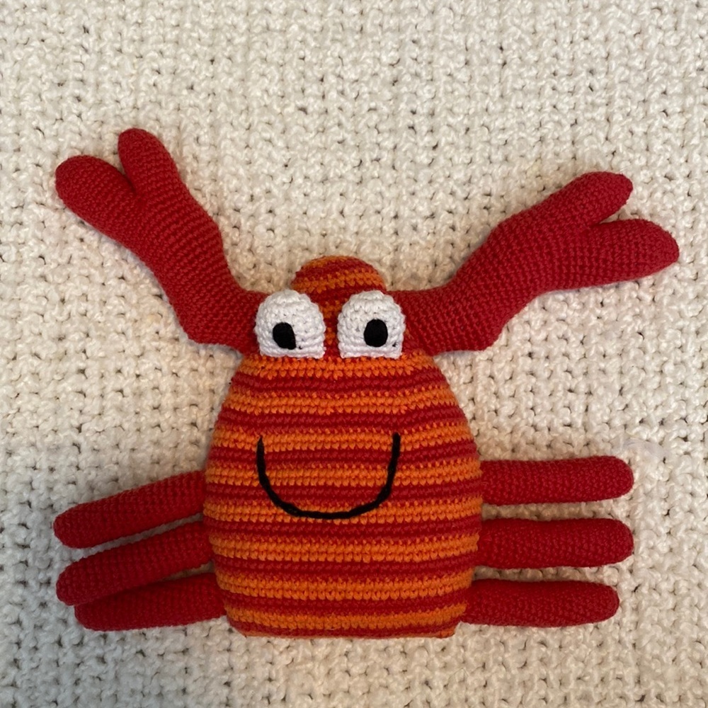 Pebble Child Handmade Fair Trade Crab Stuffed Animal Baby Toy New with tag NWT